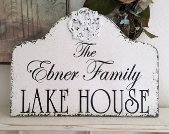 CUSTOM SIGN | PERSONALIZED Signs | Shabby Cottage Signs | Lake House Signs | Vintage Style Signs | 17 x 12
