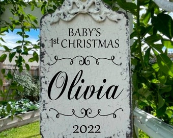 BABY'S 1st CHRISTMAS ORNAMENT, Personalized Ornament, Shower Gift, Baby Gift