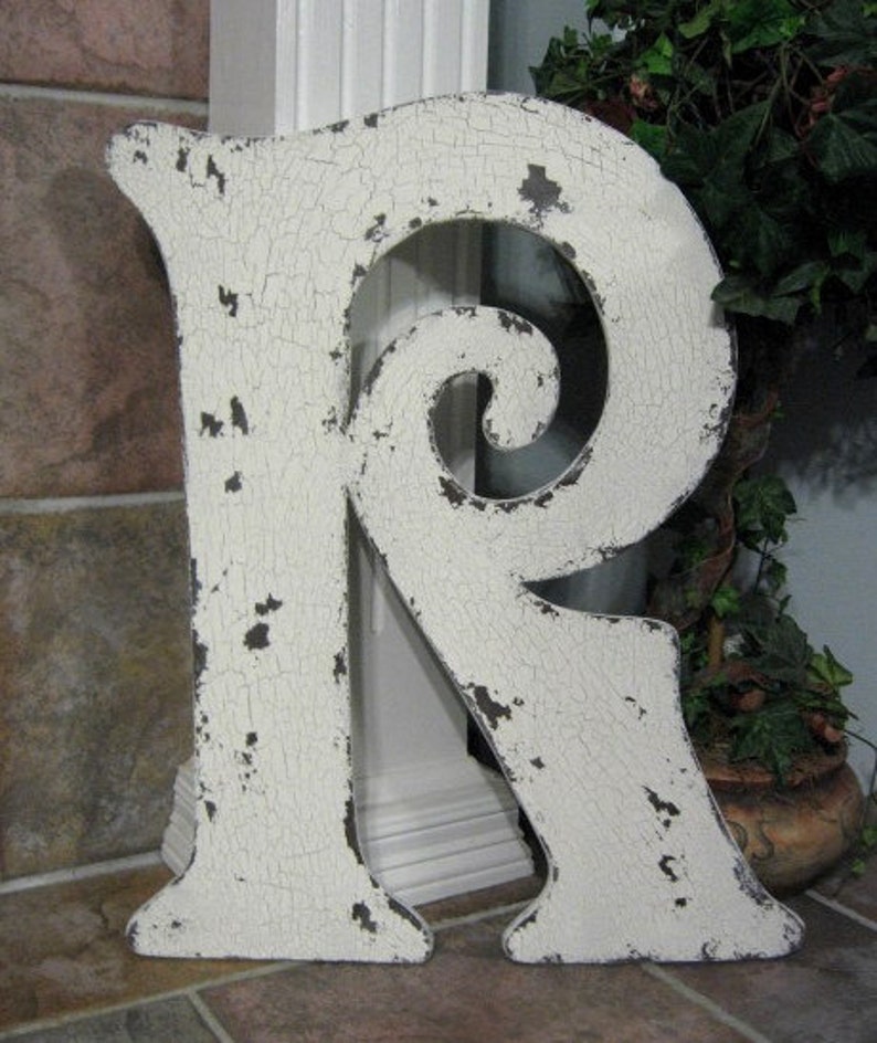 LETTER R 2 Ft Tall Vintage Style Wood Cut Out Signs, Guest Book, Save ...