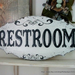 RESTROOM, RESTROOM Signs, Bathroom Signs, Restroom Decor, 24 x 12