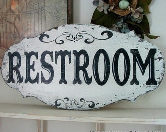 RESTROOM, RESTROOM Signs, Bathroom Signs, Restroom Decor, 24 x 12