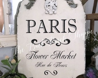 PARIS FLOWER MARKET, French Signs, Flower Market Sign, 21 x 15