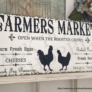 FARMERS MARKET SIGNS | Kitchen Signs | Chicken and Rooster | Fresh Eggs | Cheese | Honey | 12 x 24
