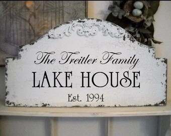 LAKE HOUSE Signs, Family Signs, Beach House Signs, Cabin Signs, 25 x 13