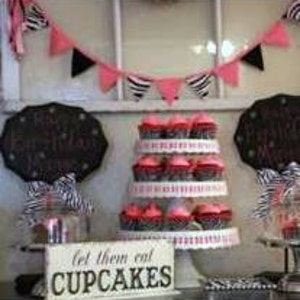 let them eat CUPCAKES Self Standing Table Sign Shabby Vintage Wedding Signs 4 3/4 x 12 image 2