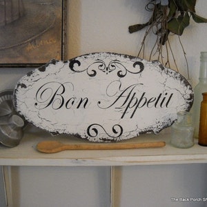 BON APPETIT, French Kitchen Signs, Shabby Vintage Style, 14 x 7 image 2