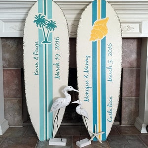 Wedding Guest Book Guest Book Alternative SURFBOARD SIGN, Wedding Signs, Beach Weddings, Palm Trees, 4 ft tall 48 x 15 image 3