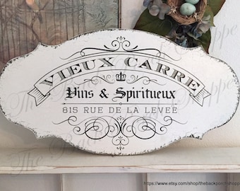 FRENCH Signs | VIEUX CARRE | Wine Signs | French Kitchen Signs | New Orleans | 12 x 24