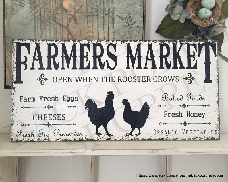 FARMERS MARKET SIGNS Kitchen Signs Chicken and Rooster - Etsy