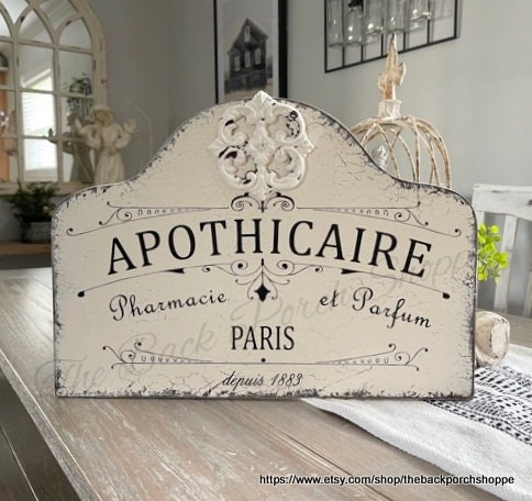 APOTHICAIRE, APOTHECARY, 17 x 12, Pharmacy, First Aid Signs, Perfume, French Signs, Paris Signs, Bathroom Signs