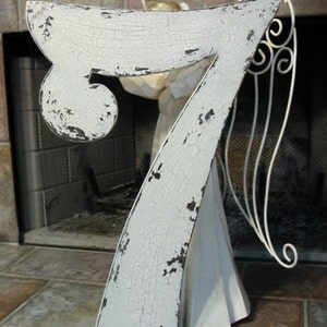 NUMBER 5 Shabby Cottage 2 ft FIVE Chippy French Chic Vintage Style 24 in tall image 3