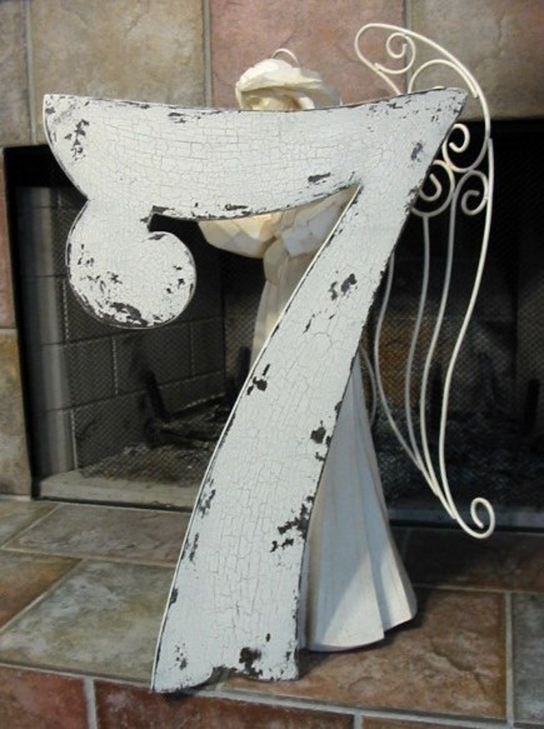 NUMBER 5 Shabby Cottage 2 ft FIVE Chippy French Chic Vintage Style 24 in tall image 3