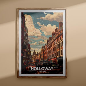 Stampa Holloway - Poster Holloway, poster della città di Londra, arte murale del Regno Unito, arredamento d'arte murale inglese, poster di viaggio britannico, stampa del Regno Unito, arte della città inglese