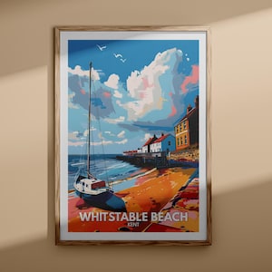 Whitstable Beach Print – Whitstable Beach poster, Kent travel poster, Kent wall art Print, England Beach art, UK natural prints
