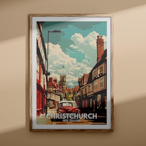Christ Church Poster - Neuseeland Wand Kunst, Christ Church Stadt Dekor, Neuseeland Reise Poster, Neuseeland Stadt Dekoration