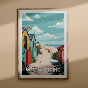 West Wittering-poster – West Wittering-poster, West Sussex-reisposter, West Sussex-muurkunstdruk, strandkunst Engeland, natuurlijke prints Verenigd Koninkrijk