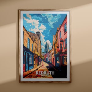 Redruth-afdruk - Redruth-poster, kunst aan de muur VK, Engeland kunst aan de muur decor, Britse reisposter, afdrukken Verenigd Koninkrijk, Engeland stadskunst