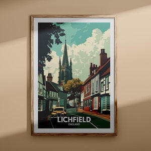 Lichfield Poster - Lichfield Poster, Großbritannien Wandkunst, England Wand Kunst Dekor, britisches Reiseplakat, Großbritannien Druck, England Stadtkunst