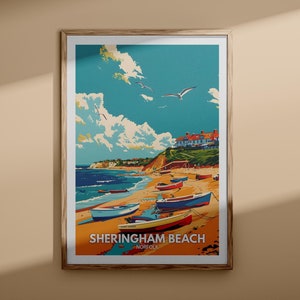 Sheringham Beach-afdruk – Sheringham Beach-poster, Norfolk-reisposter, Norfolk-muurkunstafdruk, Engelse strandkunst, Britse natuurlijke prints