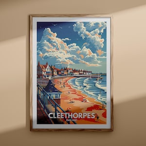 Cleethorpes Druck - Cleethorpes Plakat, UK Wandkunst, England Wand Kunst Dekor, Britisches Reiseplakat, Vereinigtes Königreich Druck, England Stadtkunst