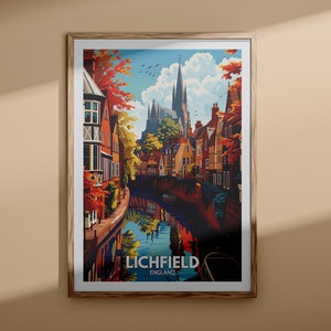 Lichfield Kunstdruck - Lichfield Poster, Großbritannien Wandkunst, England Wand Kunst Dekor, britisches Reiseplakat, Großbritannien Druck, England Stadtkunst