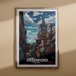 Greenford Druck - Greenford Poster, UK Wandkunst, England Wand Kunst Dekor, britisches Reiseplakat, Großbritannien Druck, England Stadtkunst