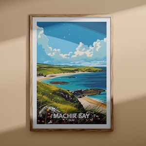 Machir Bay Poster - Machir Bay Poster, Islay Reiseplakat, Islay Wand Kunst Druck, Schottland Strand Kunst, UK Naturposter