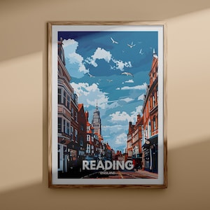 Impresión de lectura: Póster de lectura, Arte de pared del Reino Unido, Decoración de arte de pared de Inglaterra, Póster de viaje británico, Impresión del Reino Unido, Arte de la ciudad de Inglaterra