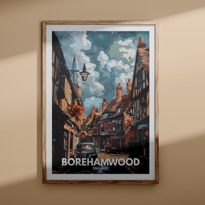 Borehamwood Druck - Borehamwood Poster, UK Wandkunst, England Wand Kunst Dekor, britisches Reiseplakat, Vereinigtes Königreich Druck, England Stadtkunst