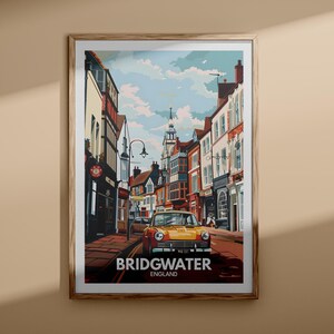Bridgwater print - Bridgwater poster, UK wall art, England wall art decor, British travel poster, United Kingdom print, England city art