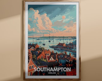 Southampton print - Southampton poster, UK wall art, England wall art decor, British travel poster, United Kingdom print, England city art