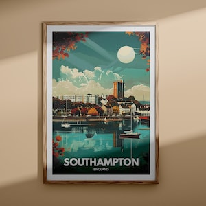 Southampton city print - Southampton poster, UK wall art, England wall art decor, British travel poster, United Kingdom print