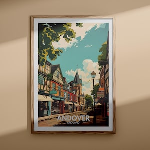 Andover Print - Andover Poster, Großbritannien Wandkunst, England Wand Kunst Dekor, britisches Reiseplakat, Großbritannien Druck, England Stadtkunst