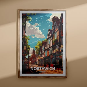 Stampa Northwich - Poster Northwich, arte murale del Regno Unito, decorazione murale dell'Inghilterra, poster di viaggio britannico, stampa del Regno Unito, arte della città dell'Inghilterra