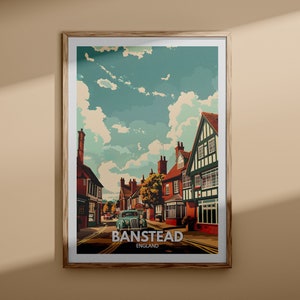 Banstead print - Banstead city poster, UK wall art, England wall art decor, British travel poster, United Kingdom print, England city art