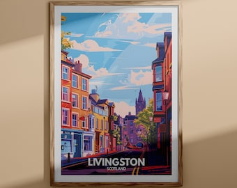 Livingston print - Livingston poster, UK wall art, Scotland wall art decor, British travel poster, United Kingdom print, Scotland city art