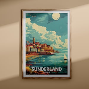 Sunderland-poster - Sunderland-poster, kunst aan de muur VK, Engeland kunst aan de muur decor, Britse reisposter, afdrukken Verenigd Koninkrijk, stadskunst Engeland