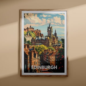 Impresión de Edimburgo - Póster de Edimburgo, arte mural del Reino Unido, decoración de arte mural de Escocia, póster de viaje británico, impresión del Reino Unido, arte de la ciudad de Escocia