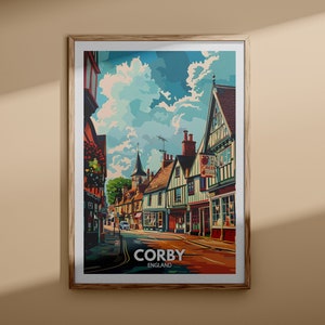 Corby-afdruk - Corby-poster, Britse muurkunst, Engeland kunst aan de muur decor, Britse reisposter, afdrukken Verenigd Koninkrijk, Engeland stadskunst