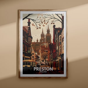 Preston Kunstdruck - Preston Stadt Poster, UK Wandkunst, England Dekor, britisches Reiseplakat, Vereinigtes Königreich Druck, England Stadtkunst