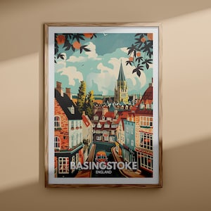 Basingstoke Druck - Basingstoke Poster, UK Wandkunst, England Wand Kunst Dekor, Britisches Reiseplakat, Vereinigtes Königreich Druck, England Stadt Kunst