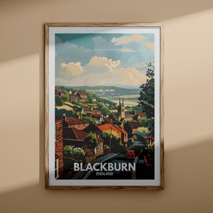 Blackburn print - Blackburn poster, UK wall art, England wall art decor, British travel poster, United Kingdom print, England city art