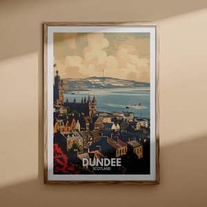 Dundee print - Dundee city poster, UK wall art, Scotland wall art decor, British travel poster, United Kingdom print, Scotland city art