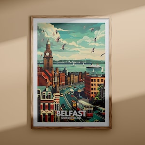 Impresión de Belfast: póster de Belfast, arte mural del Reino Unido, decoración artística de Irlanda del Norte, póster de viaje británico, impresión del Reino Unido, ciudad de Irlanda del Norte