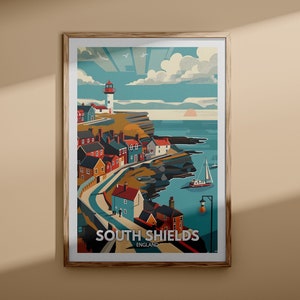 South Shields Druck - South Shields Poster, UK Wandkunst, England Wanddekor, britisches Reiseplakat, Großbritannien Druck, England Stadtkunst