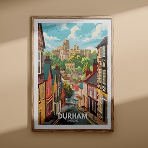 Durham Druck - Durham Stadt Poster, UK Wandkunst, England Wand Kunst, britisches Reiseplakat, Vereinigtes Königreich Druck