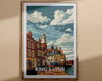 King's Lynn print - King's Lynn poster, UK wall art, England wall art decor, British travel poster, United Kingdom print, England city art