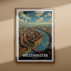 Westminster city print - Westminster city poster, kunst aan de muur Londen, Engeland kunst aan de muur decor, Britse reisposter, afdrukken Verenigd Koninkrijk