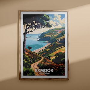 Exmoor National Park travel poster, Exmoor print, England National park wall art, United Kingdom nature print, British National Parks