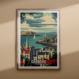 Impresión de arte de Dundee - Cartel de Dundee, arte de la pared del Reino Unido, decoración de arte de la pared de Escocia, cartel de viaje británico, impresión del Reino Unido, arte de la ciudad de Escocia